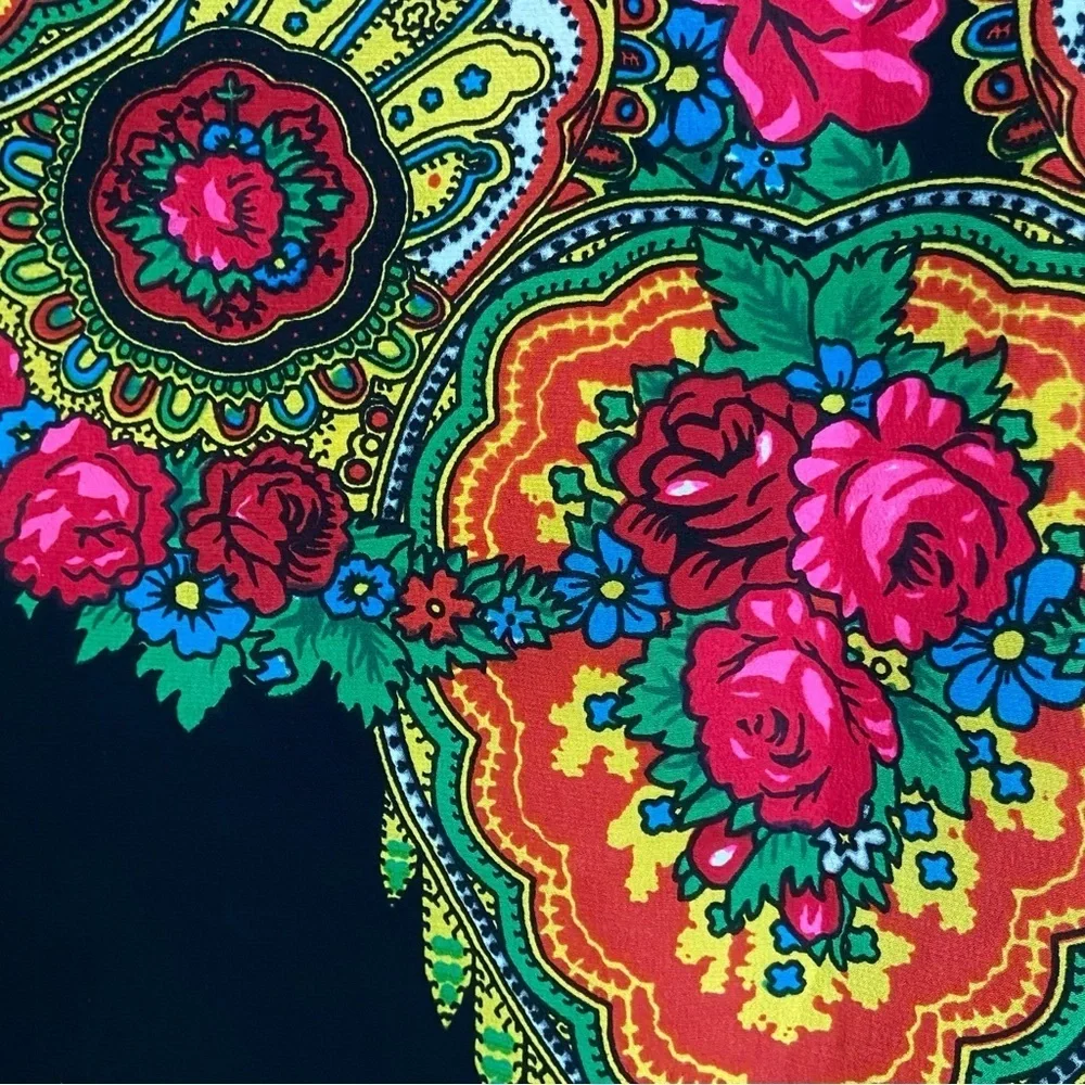 SHAKUHACHI Boho Floral Gypsy Tee Shift Mini Dress - Picture 4 of 7